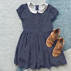 Forever 21 Navy Blue and White Polka Dot Dress with Peter Pan Collar
